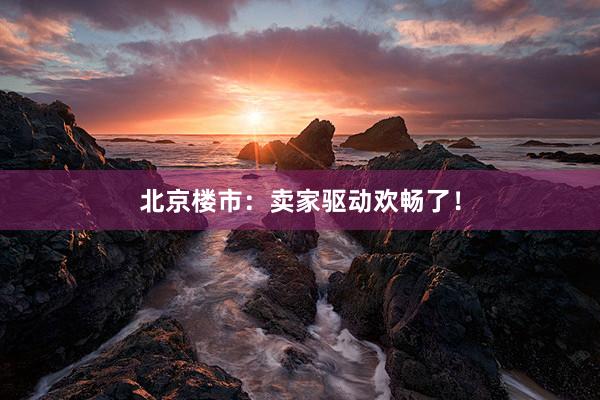 北京楼市:卖家驱动欢畅了!
