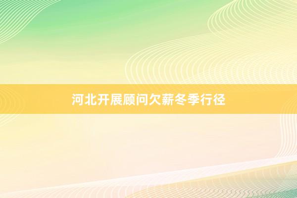 河北开展顾问欠薪冬季行径