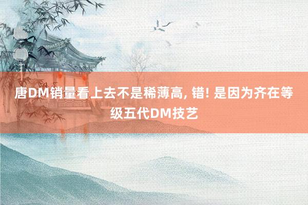唐DM销量看上去不是稀薄高, 错! 是因为齐在等级五代DM技艺